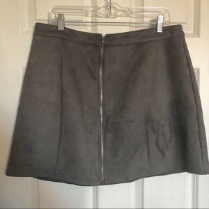 Paneled Gray Faux-Suede Mini Skirt